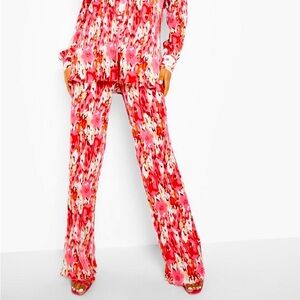 Boohoo Tall Plisse Floral Print Pant